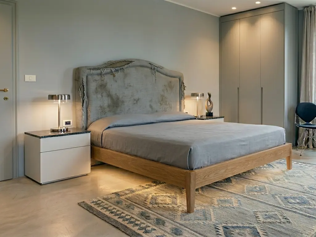 Testata letto imbottita in camera da letto elegante